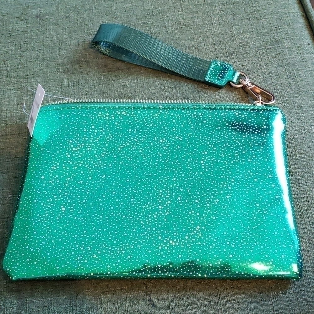 ZIPPER COSMETIC BAG GREEN SPARKLE